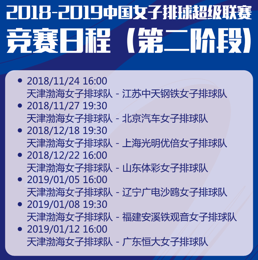 2018 - 2019 中国女子排球超级联赛【天津女排 vs 福建女排】