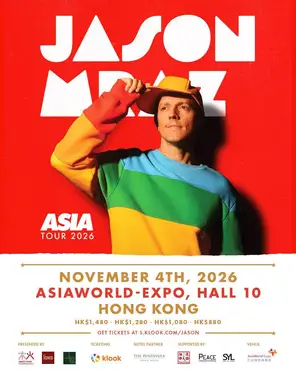 Jason Mraz Asia Tour 2026 in 香港