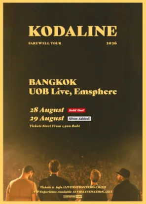 Kodaline《Farewell Tour》告别之旅演唱会-曼谷站